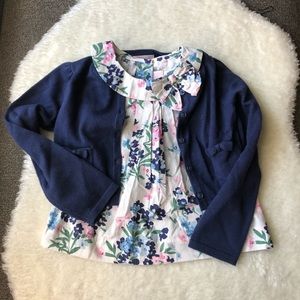Janie & Jack Floral Top And Button Up Cardigan
